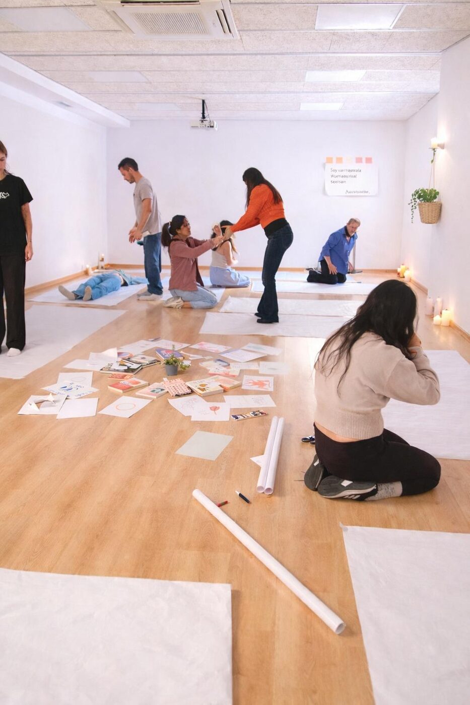 A group somatic and creative session in the studio
